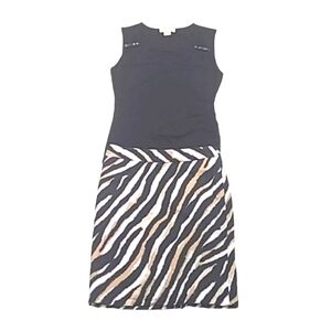 Talbots Straight Skirt Zebra Print A-Line Knee Length Zip Up Animal Pattern
